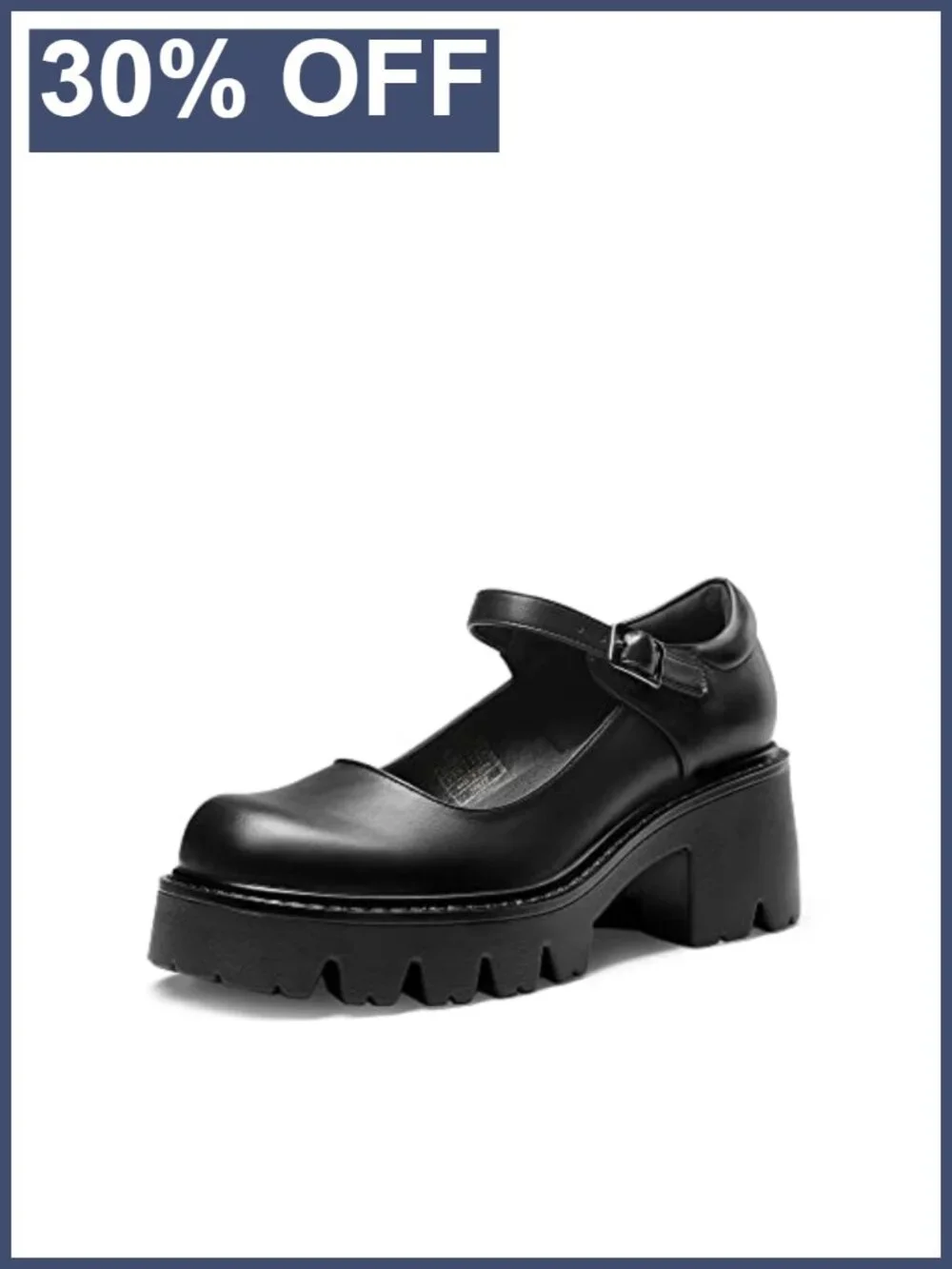 Mary Jane Platform Pumps Chunky Heel Faux Leather Buckle Strap Women's Shoes